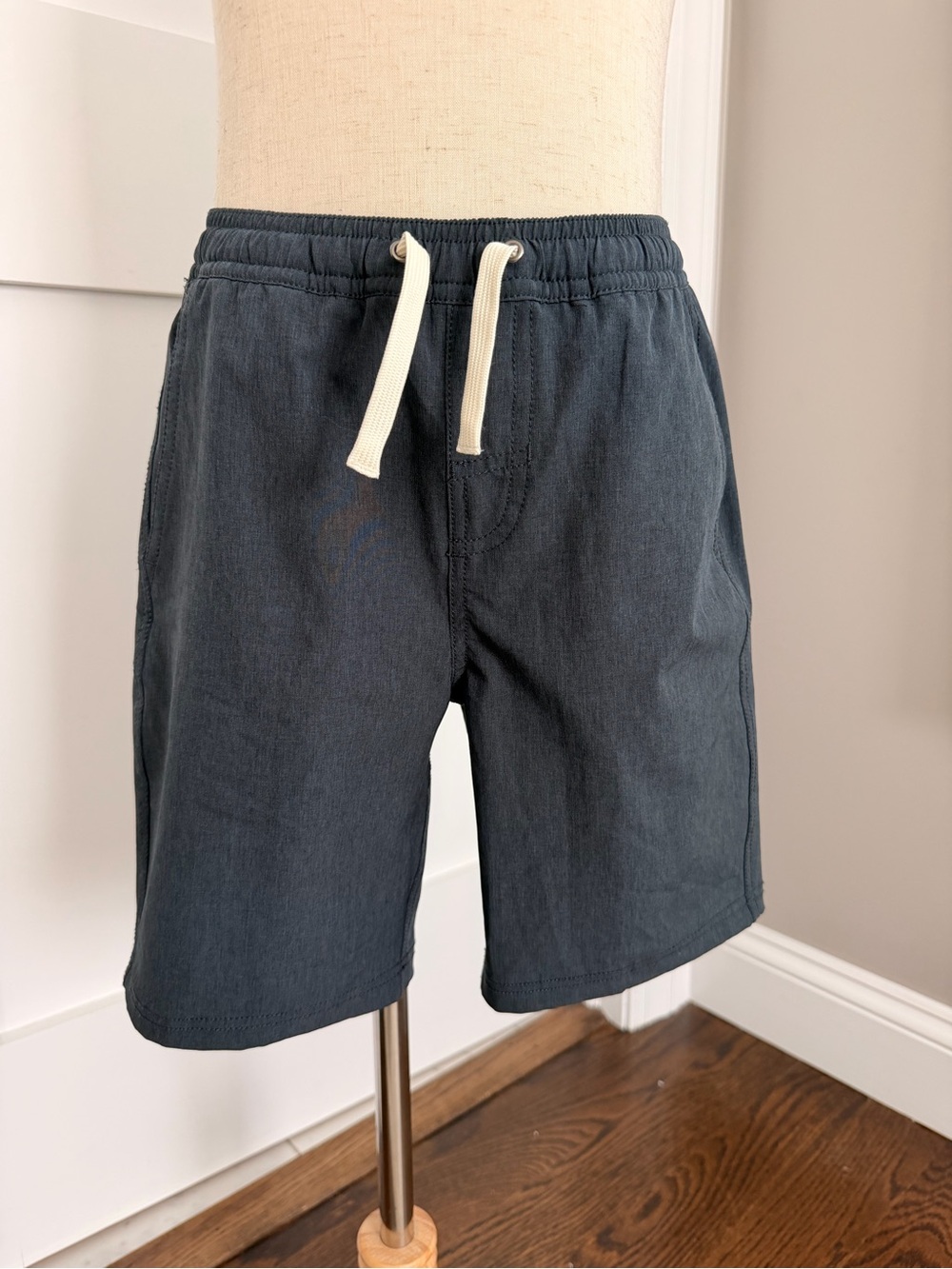 Fair Harbor Dark Charcoal Hybrid Shorts with Cream Drawstring